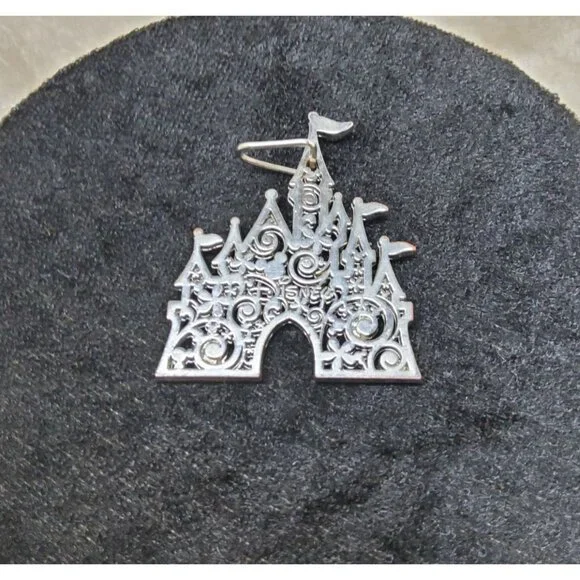 Disneyland Castle Silhouette Metal Keychain Silver Disney Collectible - Picture 3 of 10